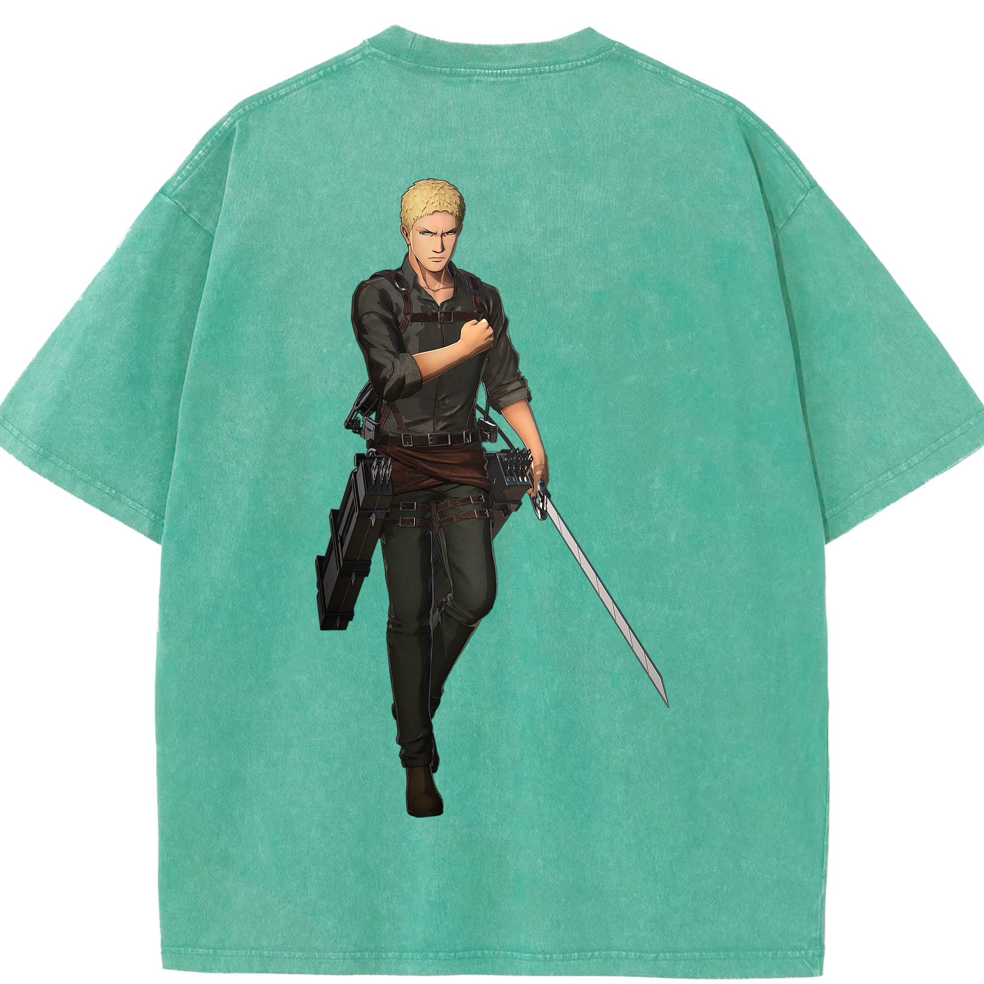 （画像用） 進撃の巨人 ライナー・ブラウン Attack on Titan Reiner Braun 綿100% ヴィンテージ風 半袖Tシャツ（背面プリント）